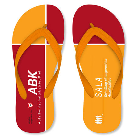Promotional flip flops with logo